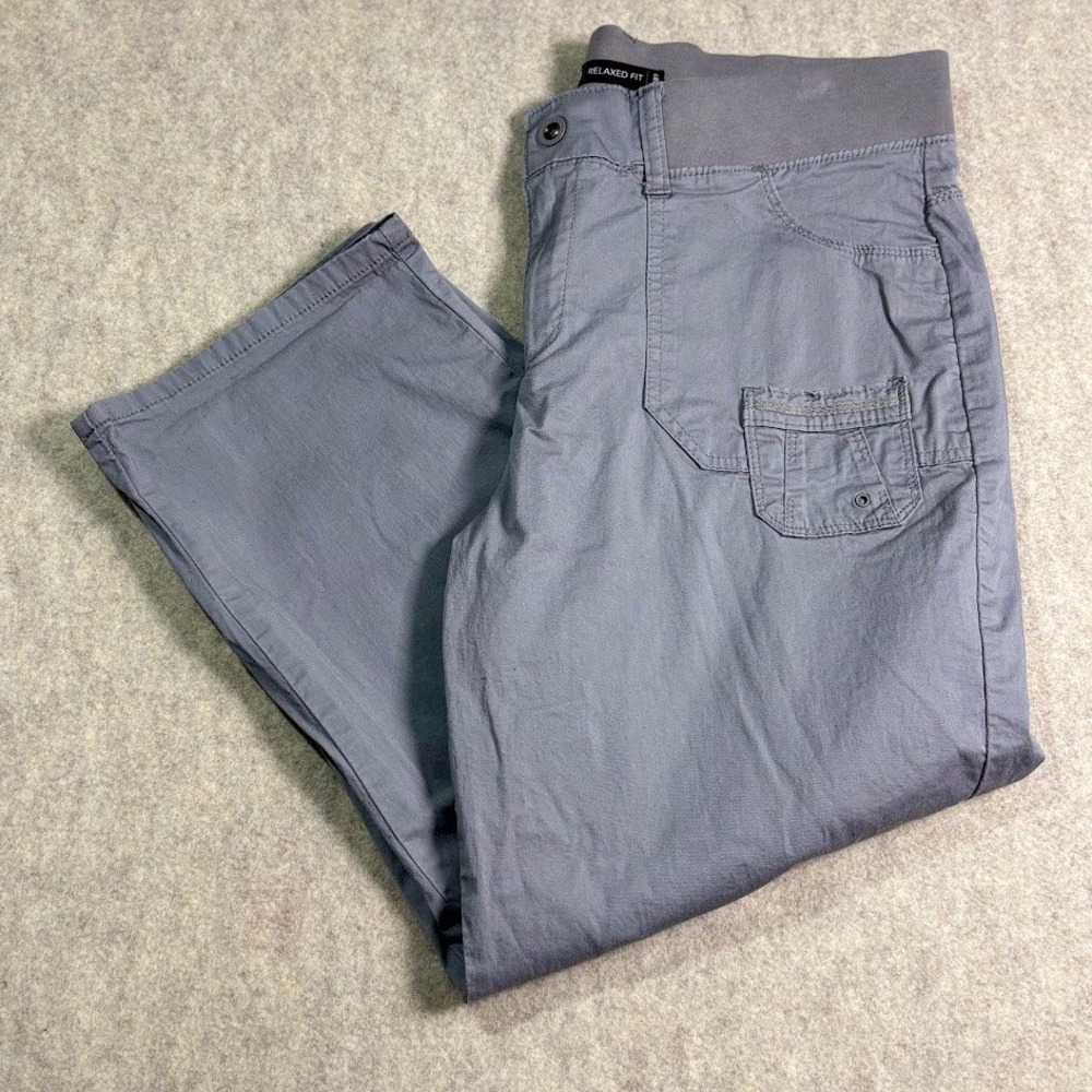 Lee Cargo Pants Womens 12 Gray Cotton Relaxed Fit Capri Crop Utility Casual Boho
